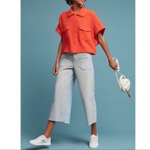 Pilcro Anthropologie Railroad Crop Wide Leg Pant